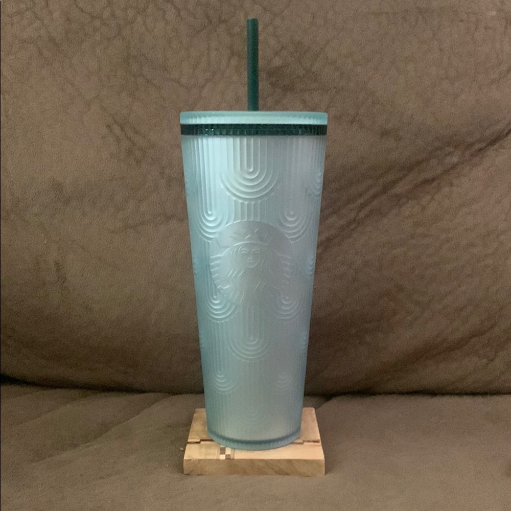 Starbucks Aqua Embossed Tumbler with Straw